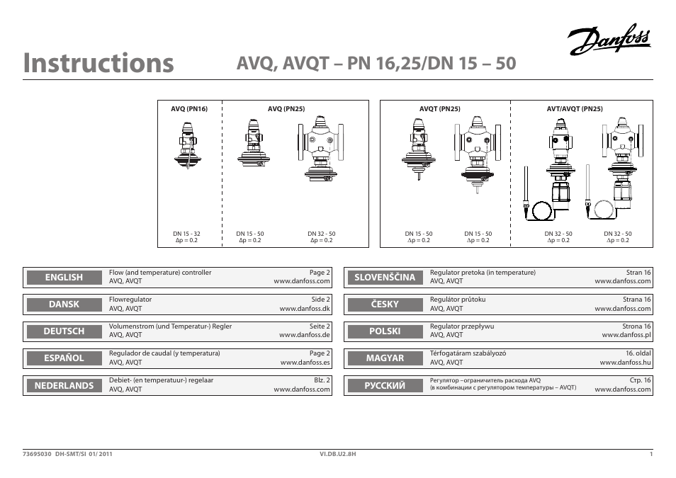 Danfoss AVQT (Gen. 2006) User Manual | 32 pages