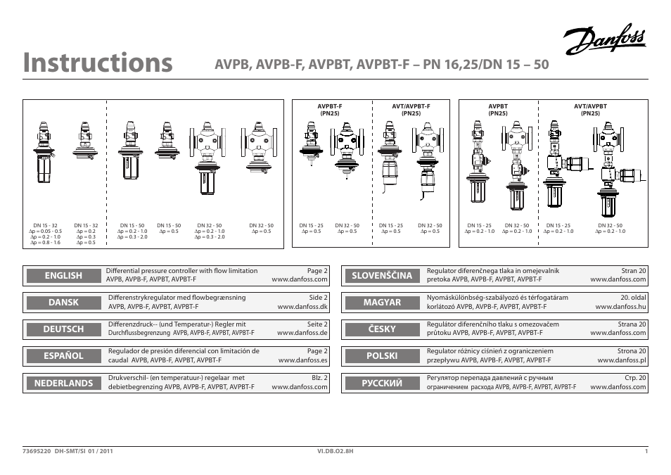 Danfoss AVPBT-F (Gen. 2006) User Manual | 40 pages