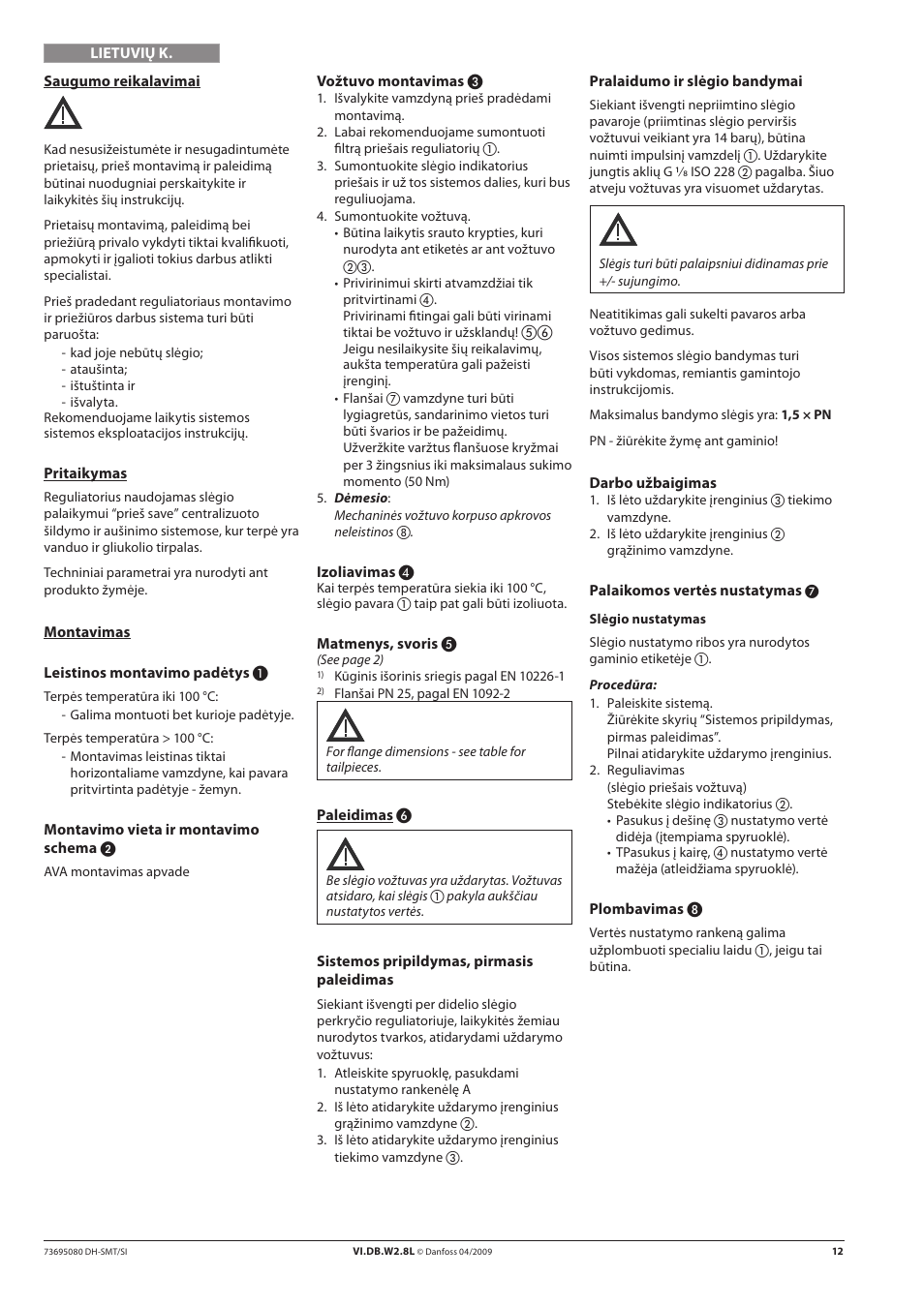 Danfoss AVA (Generation 2006) User Manual | Page 12 / 16