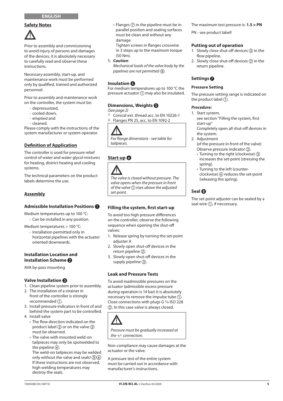 Danfoss AVA (Generation 2006) User Manual | Page 5 / 16