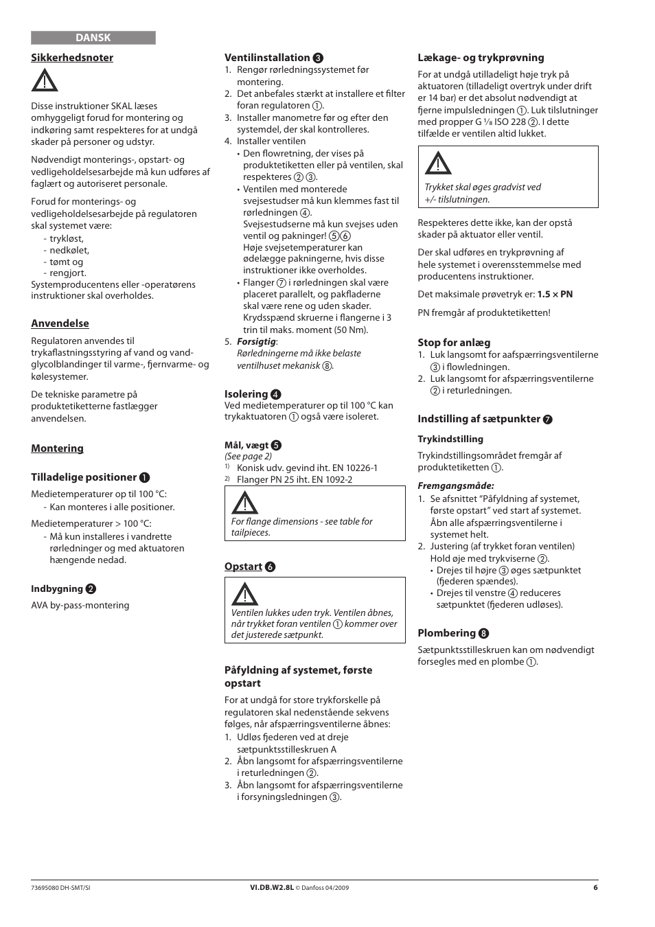 Danfoss AVA (Generation 2006) User Manual | Page 6 / 16