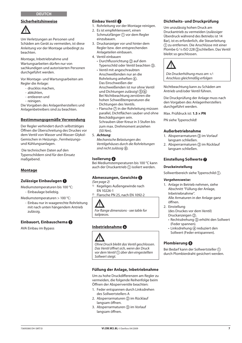 Danfoss AVA (Generation 2006) User Manual | Page 7 / 16