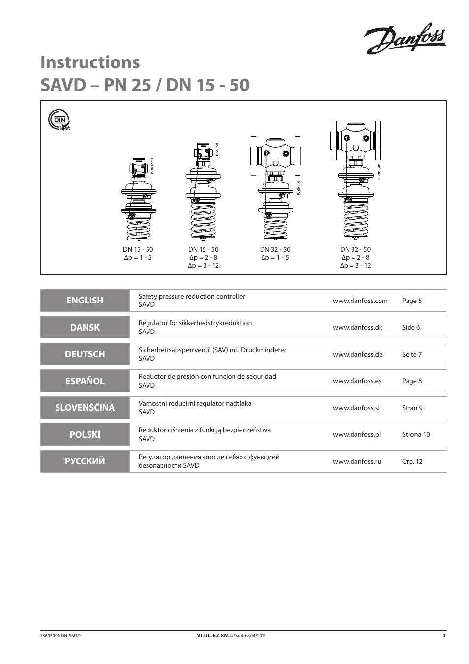 Danfoss SAVD (Generation 2006) User Manual | 16 pages