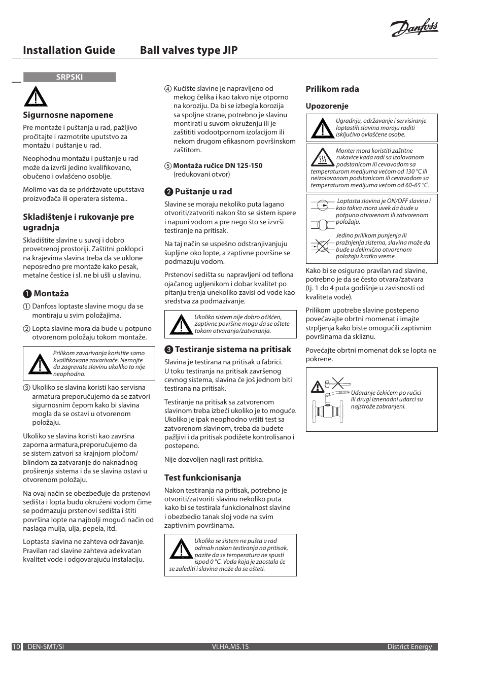 Installation guide ball valves type jip | Danfoss Шаровые краны User Manual | Page 10 / 12