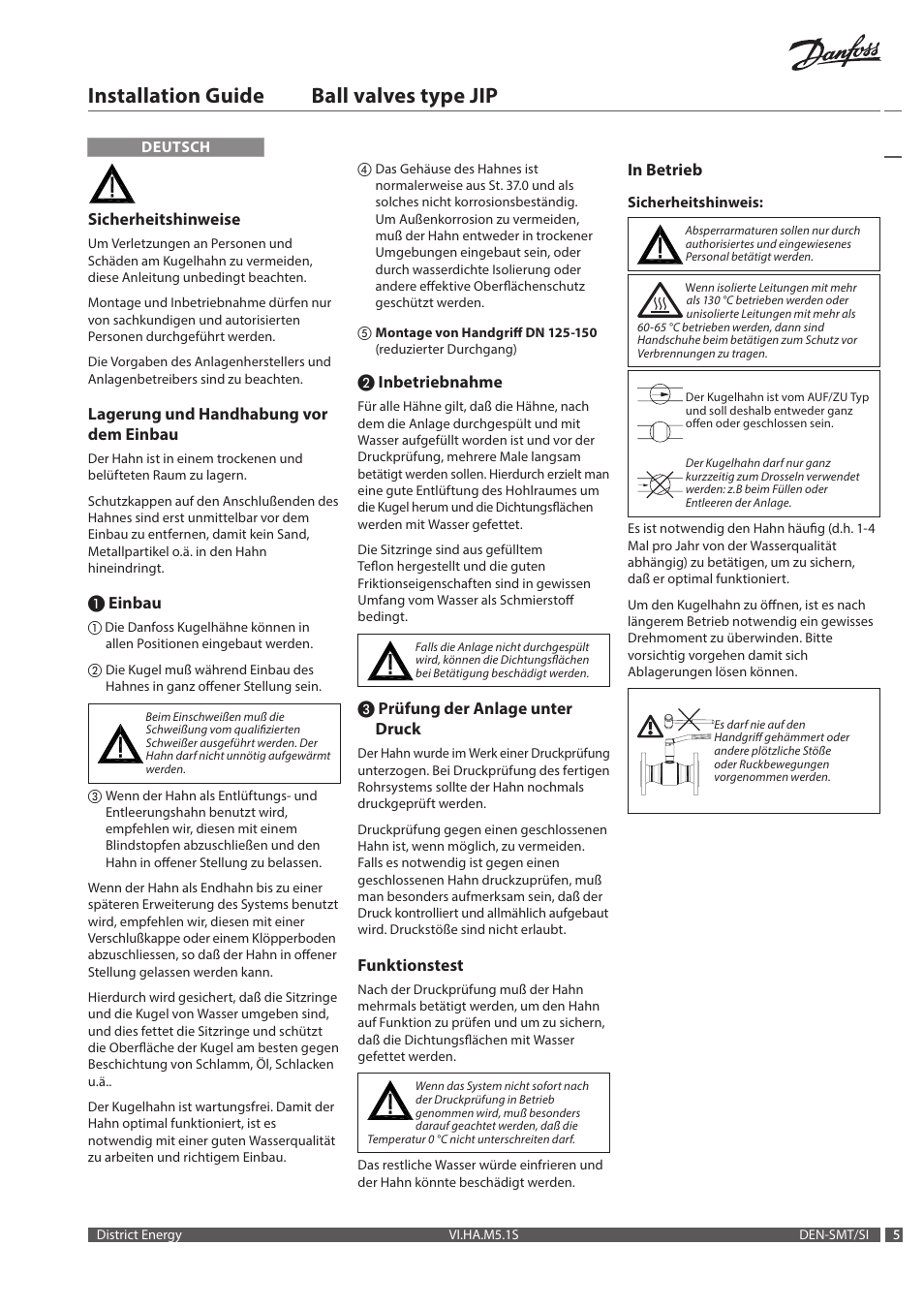 Installation guide ball valves type jip | Danfoss Шаровые краны User Manual | Page 5 / 12