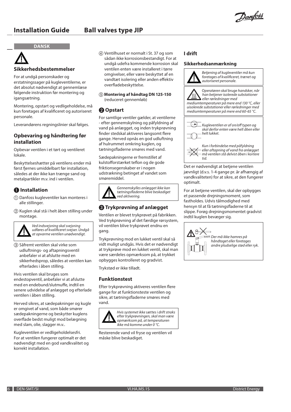 Installation guide ball valves type jip | Danfoss Шаровые краны User Manual | Page 6 / 12