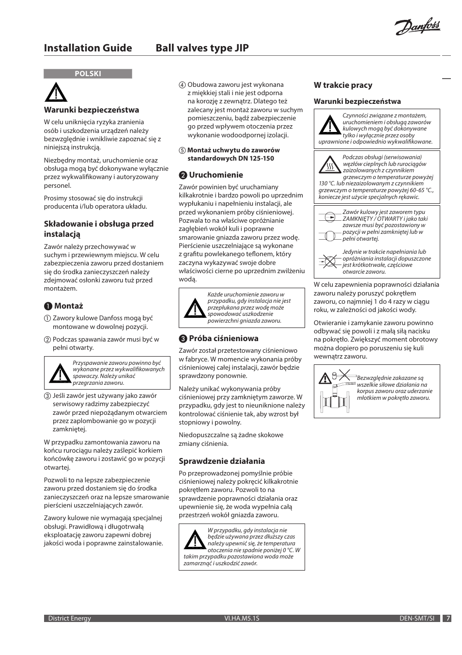 Installation guide ball valves type jip | Danfoss Шаровые краны User Manual | Page 7 / 12