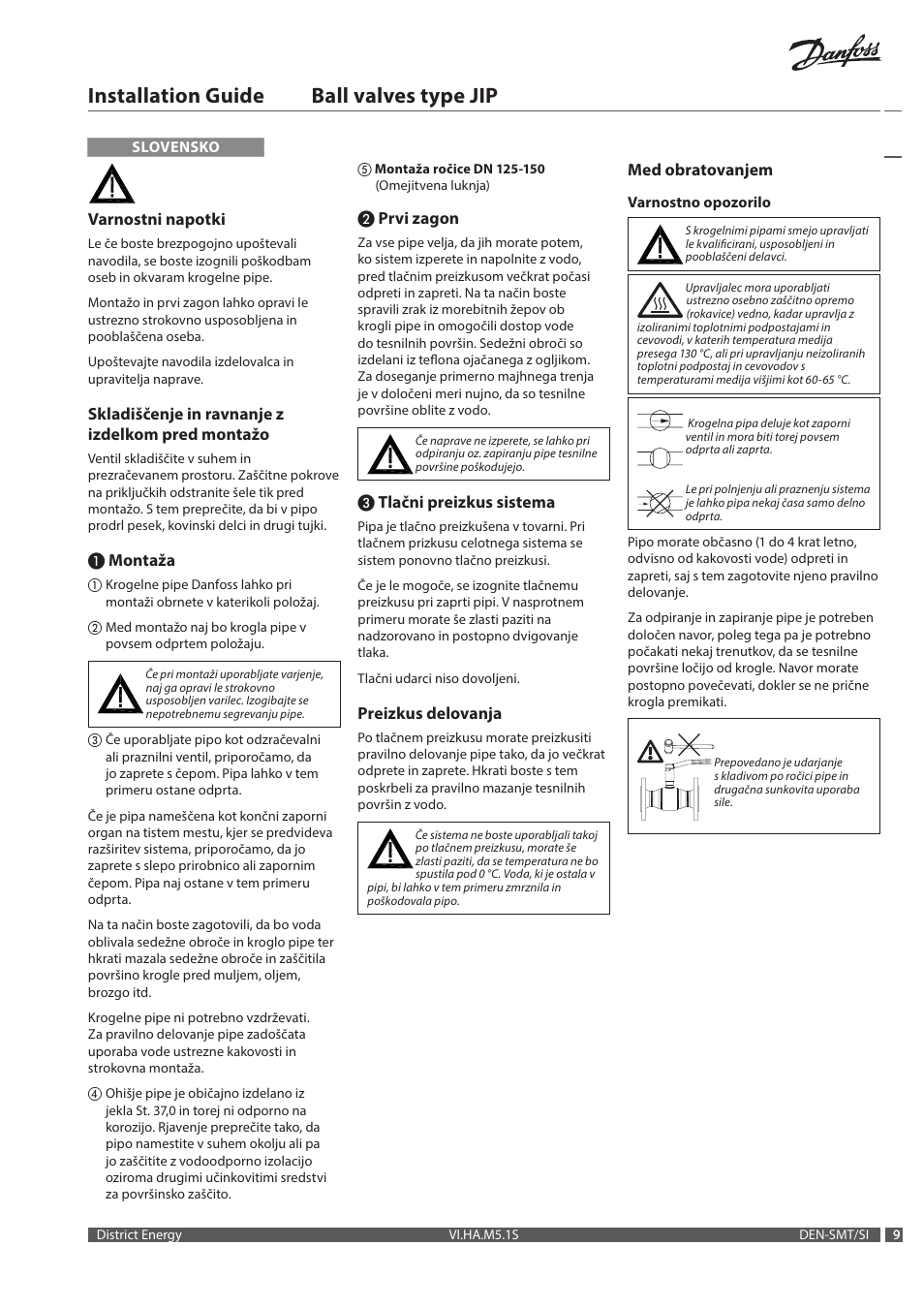 Installation guide ball valves type jip | Danfoss Шаровые краны User Manual | Page 9 / 12