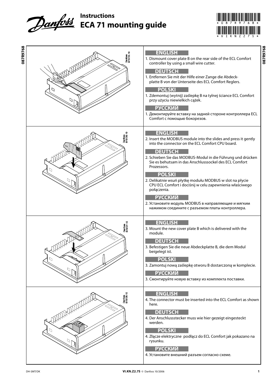 Danfoss ECA 71 User Manual | 2 pages