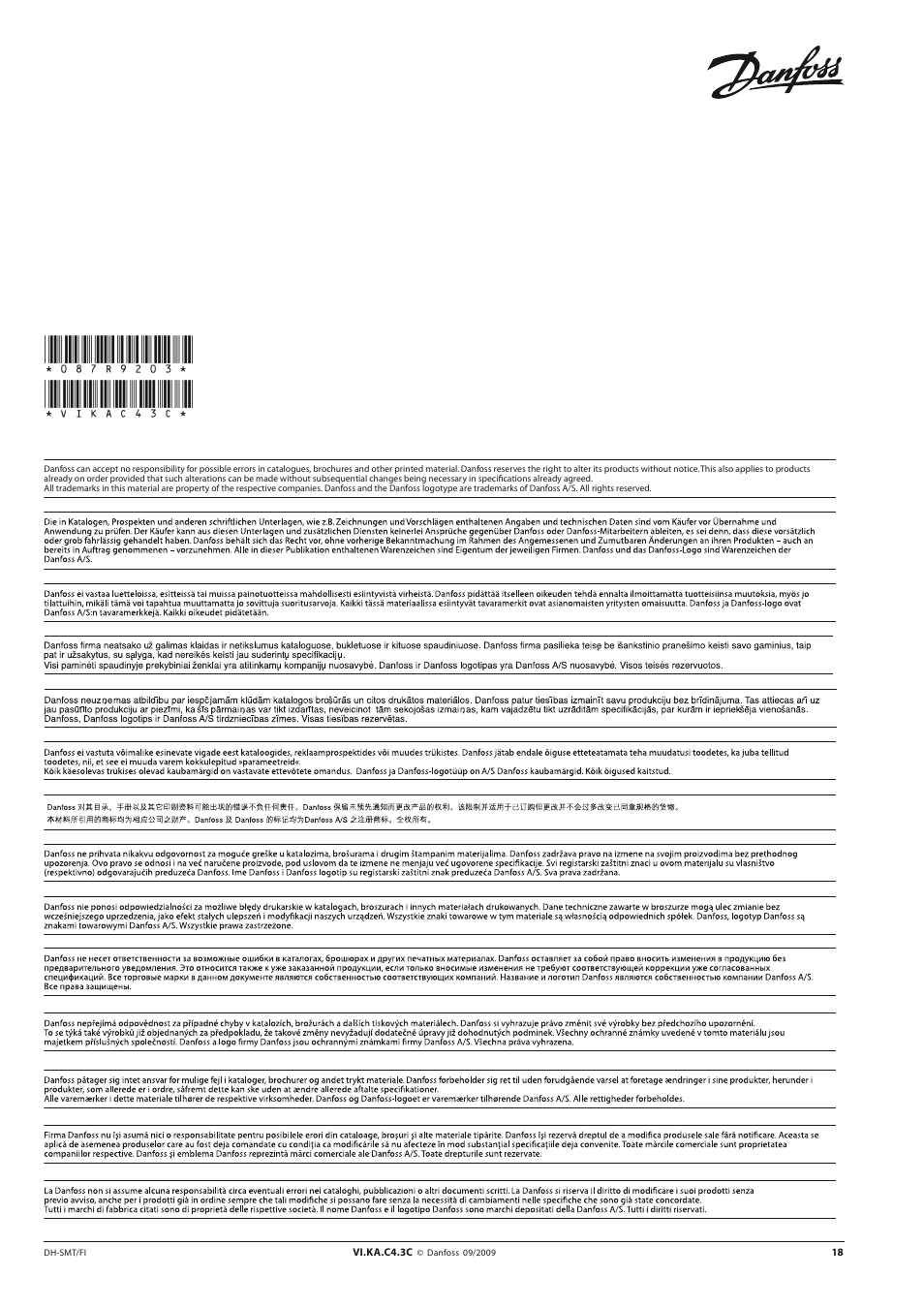 Danfoss XG User Manual | Page 18 / 18