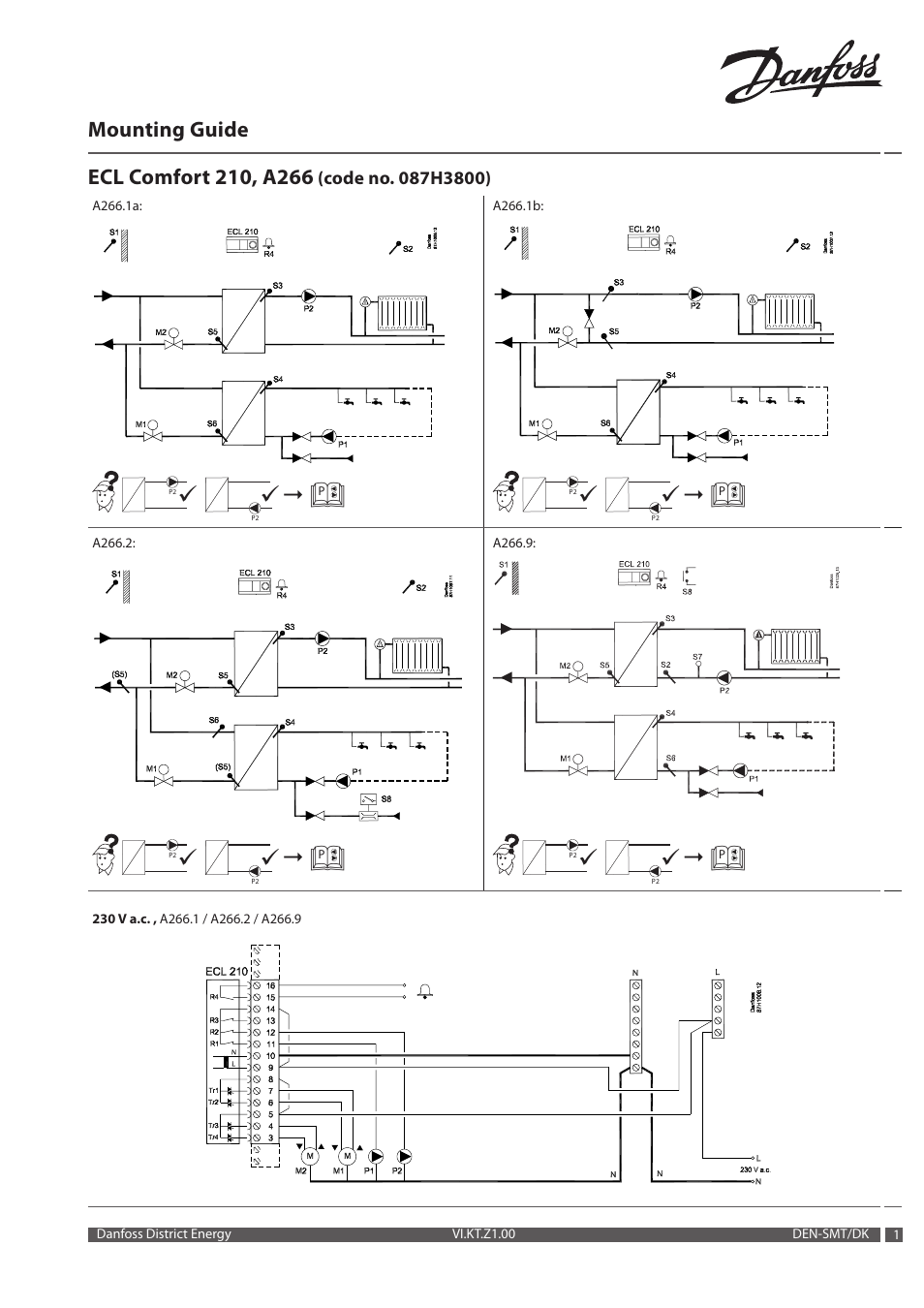 Danfoss ECL Comfort 210, A266 User Manual | 4 pages