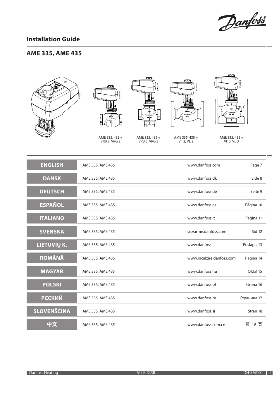 Danfoss AME 435 User Manual | 20 pages