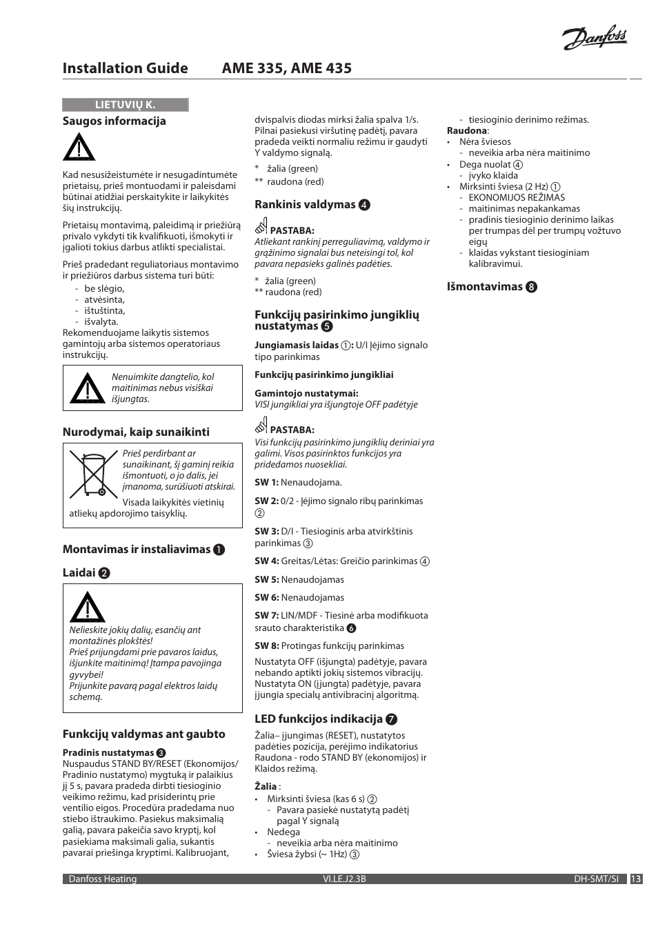 Danfoss AME 435 User Manual | Page 13 / 20