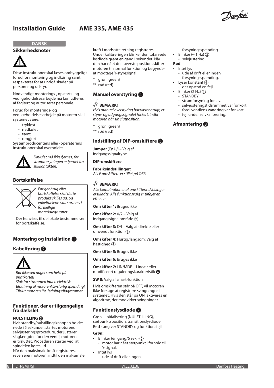 Danfoss AME 435 User Manual | Page 8 / 20