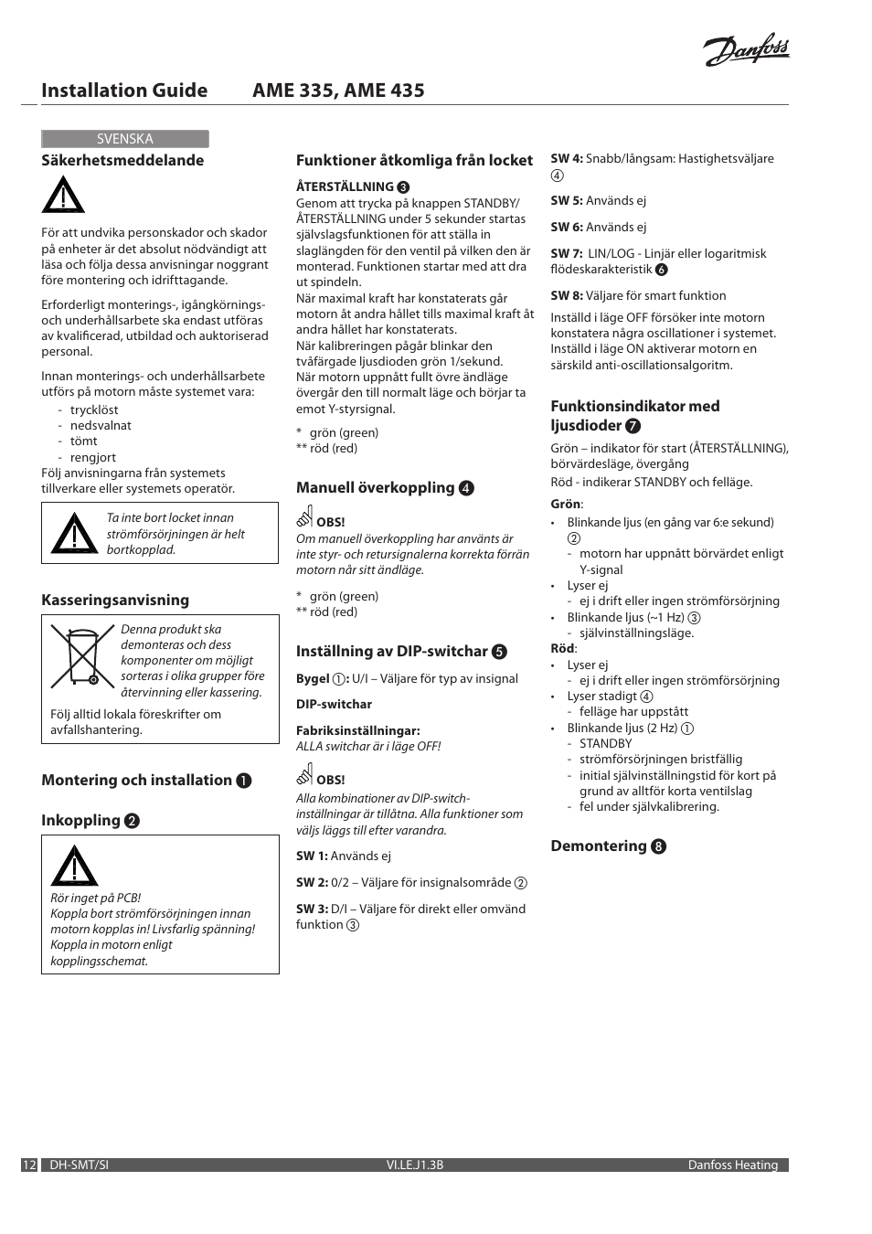 Danfoss AME 335 User Manual | Page 12 / 20