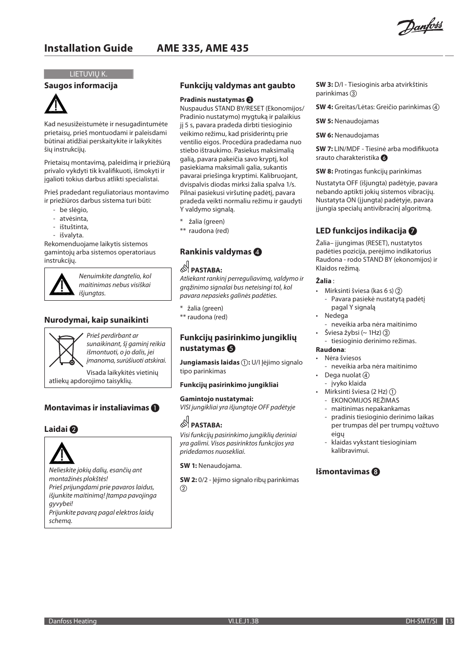 Danfoss AME 335 User Manual | Page 13 / 20