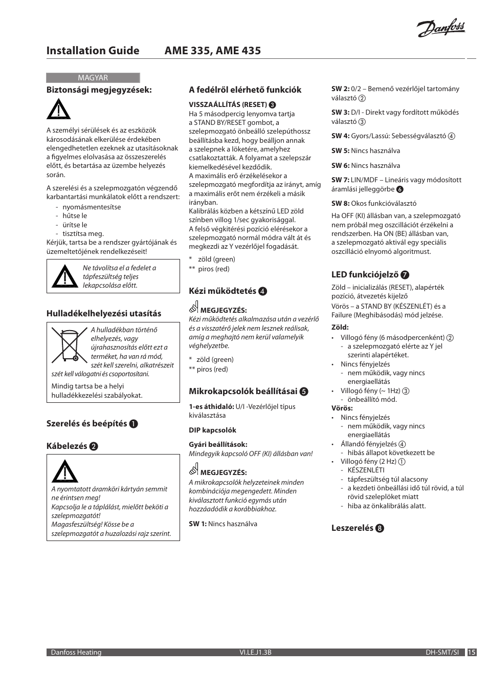 Danfoss AME 335 User Manual | Page 15 / 20