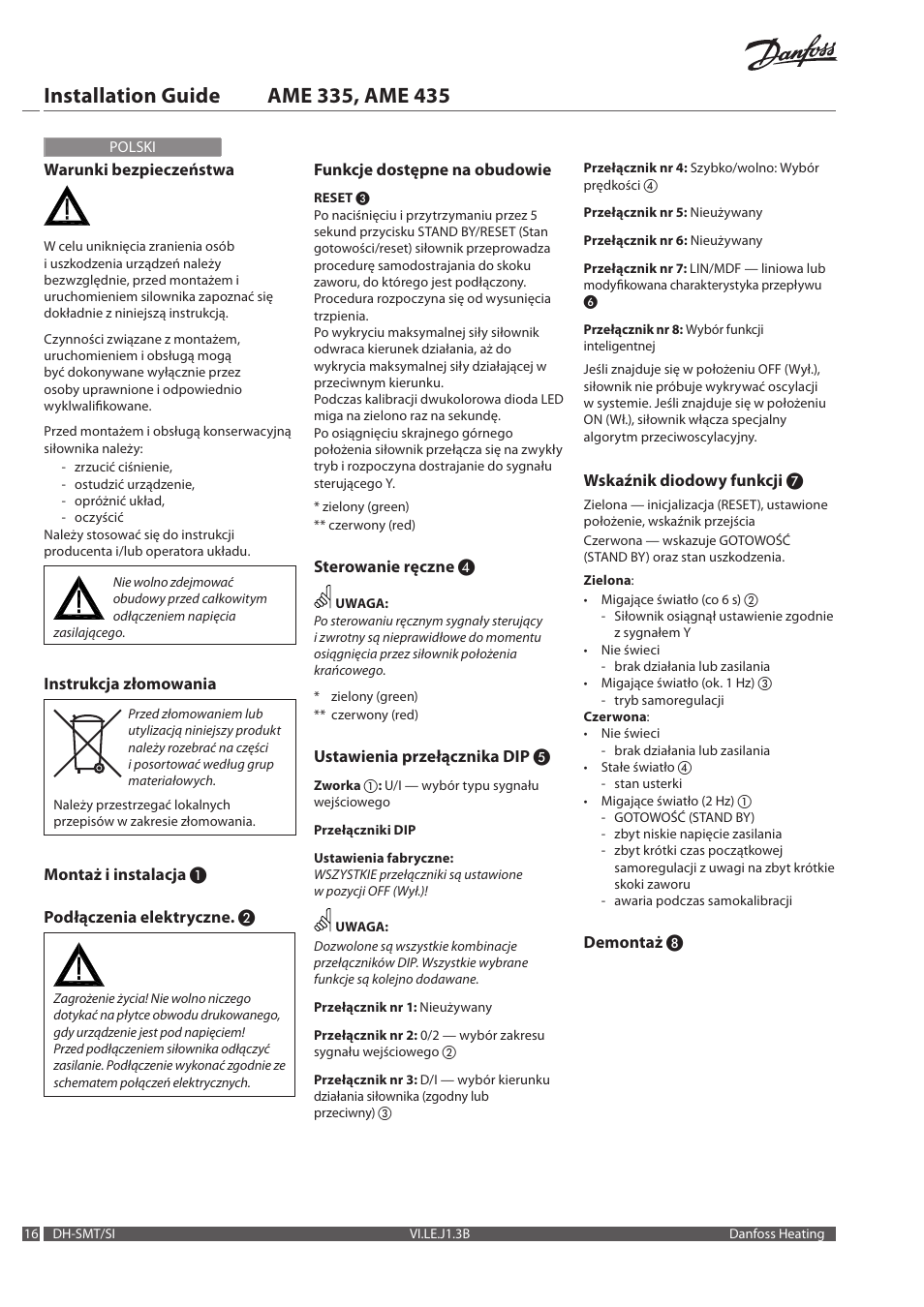 Danfoss AME 335 User Manual | Page 16 / 20