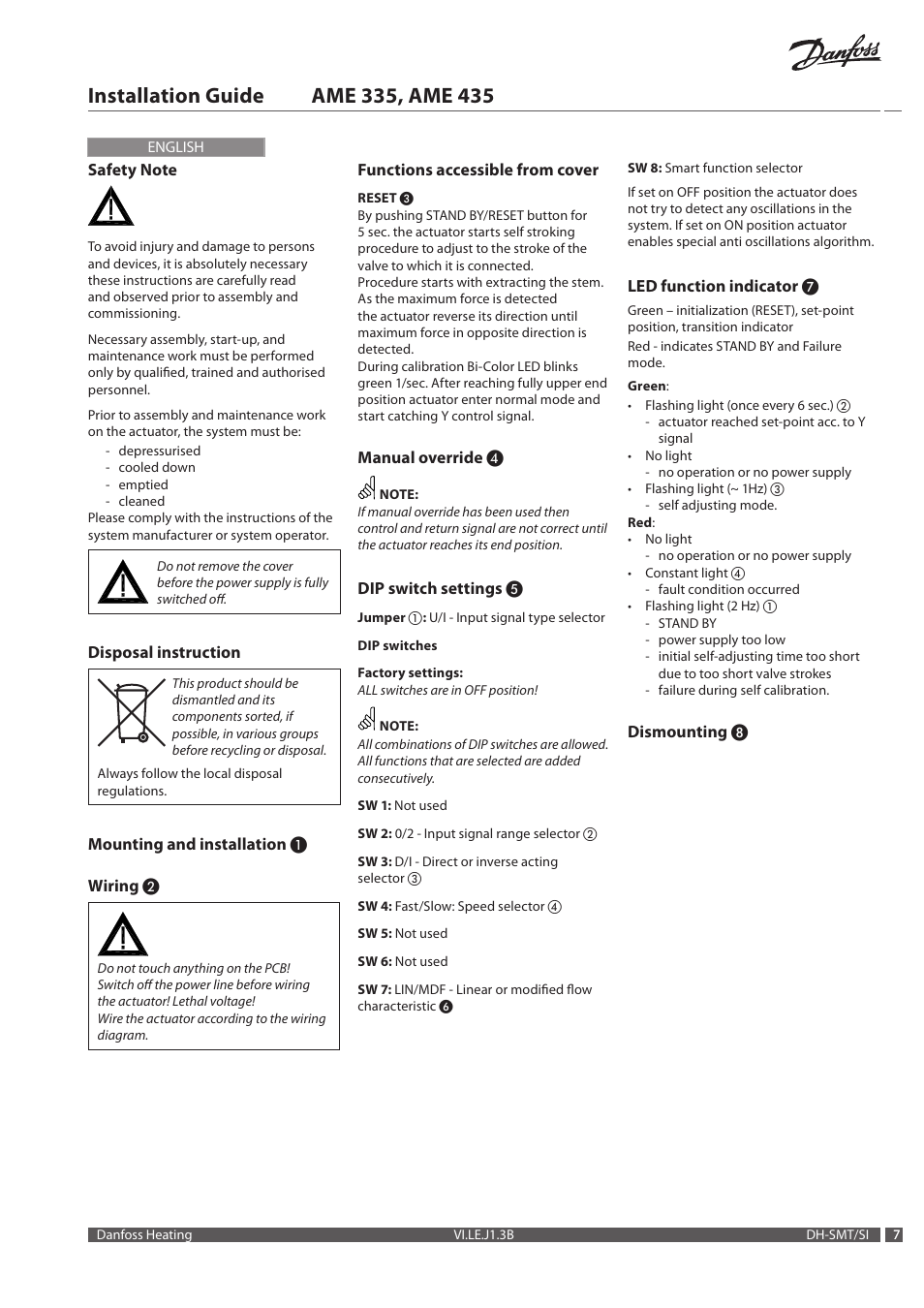 Danfoss AME 335 User Manual | Page 7 / 20