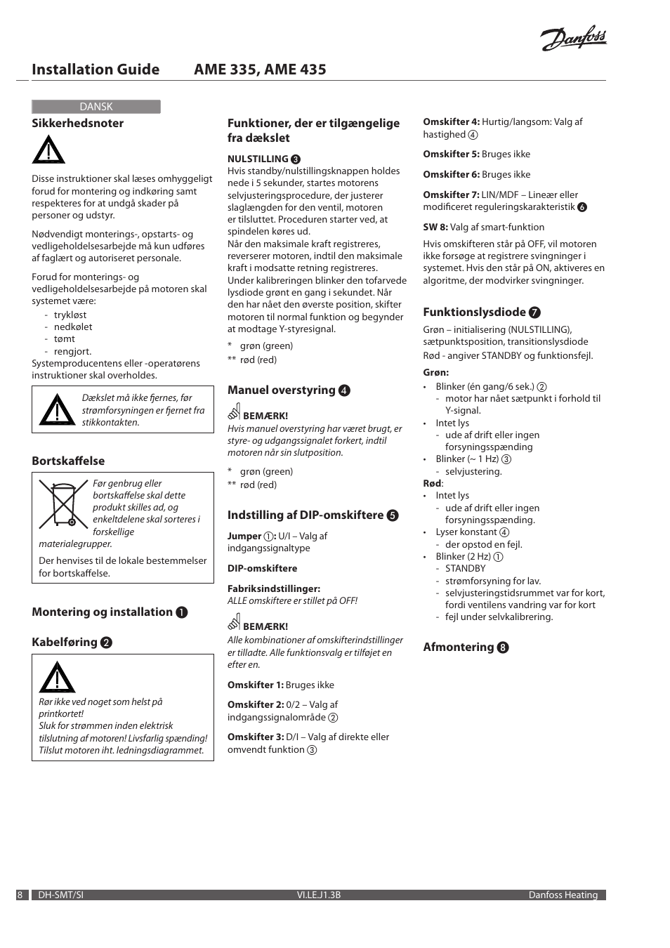 Danfoss AME 335 User Manual | Page 8 / 20