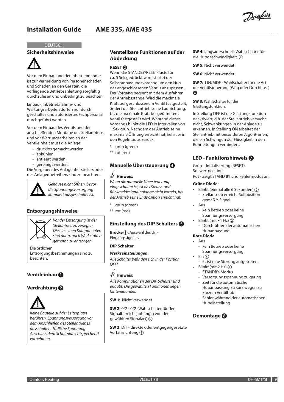 Danfoss AME 335 User Manual | Page 9 / 20