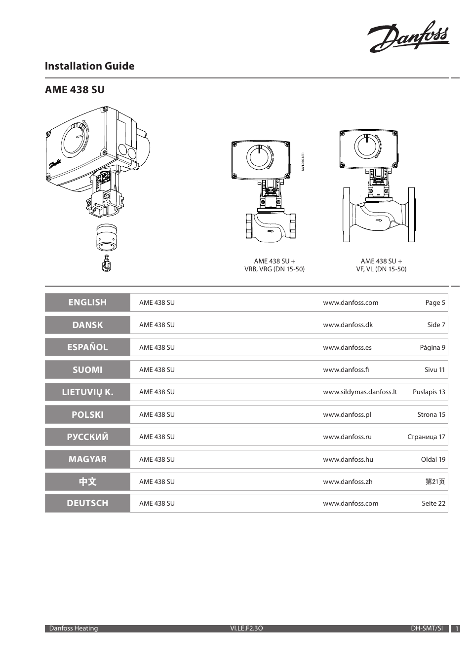 Danfoss AME 438 SU User Manual | 24 pages