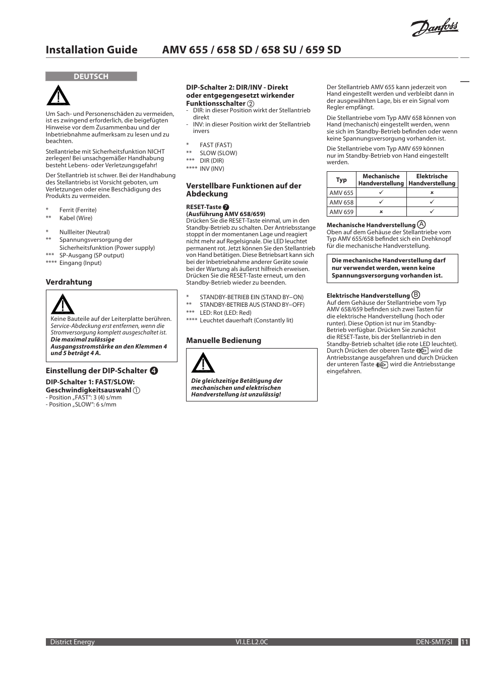 Danfoss AMV 659 SD User Manual | Page 11 / 20