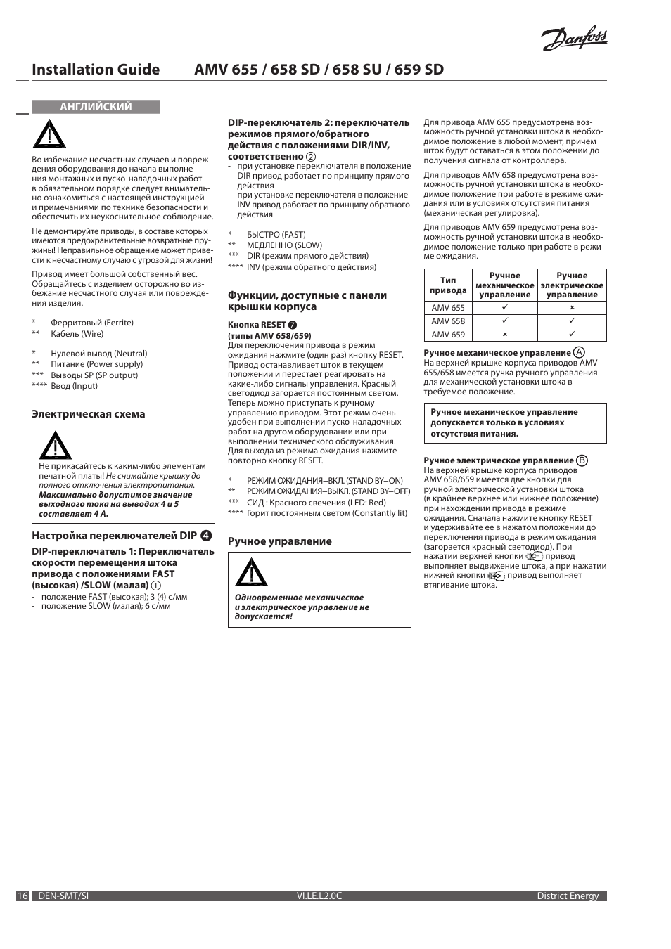 Danfoss AMV 659 SD User Manual | Page 16 / 20