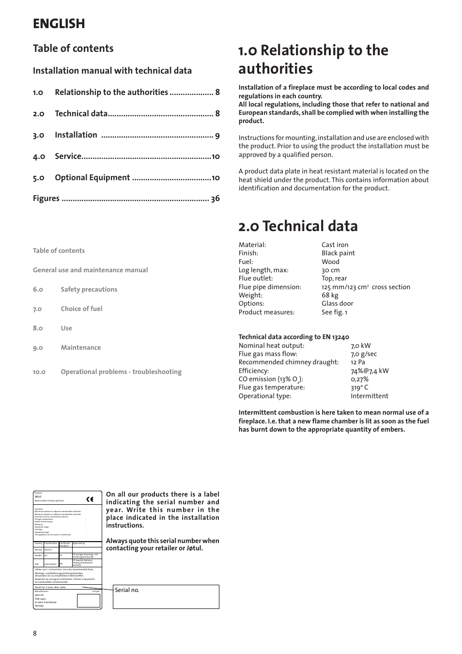 Jotul F602N User Manual | Page 8 / 44