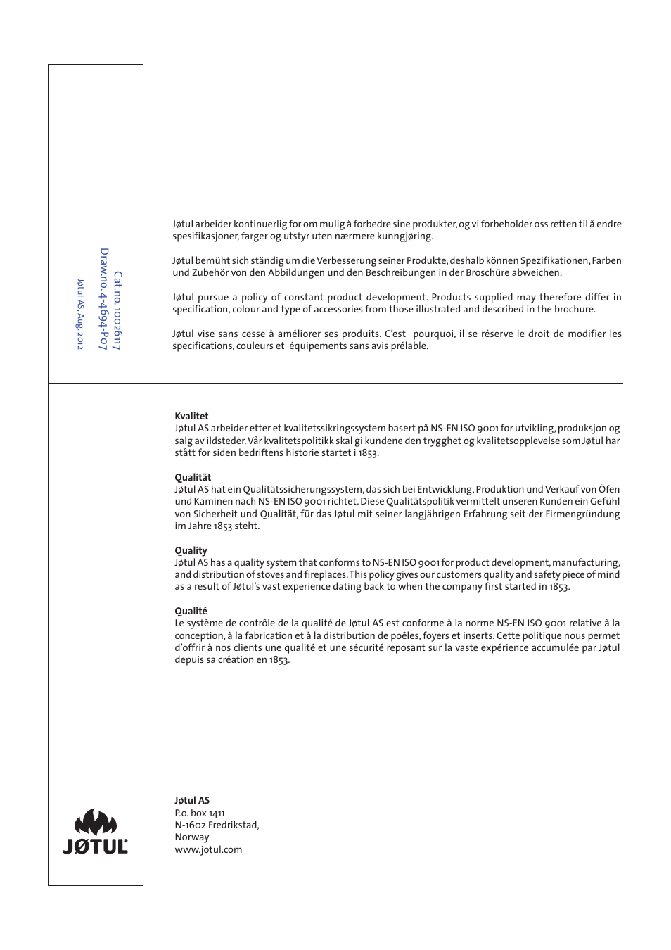 Jotul F500 User Manual | Page 40 / 40