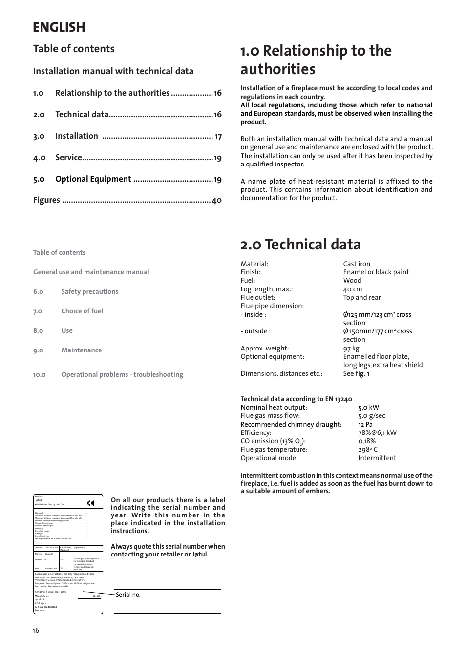 Jotul F100 User Manual | Page 16 / 44