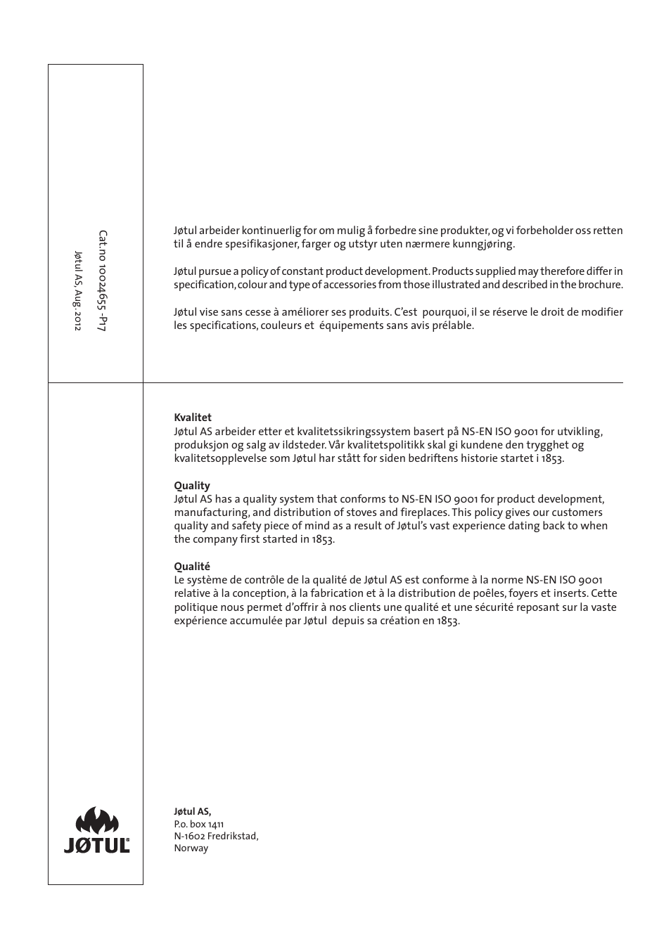 Jotul F100 User Manual | Page 44 / 44