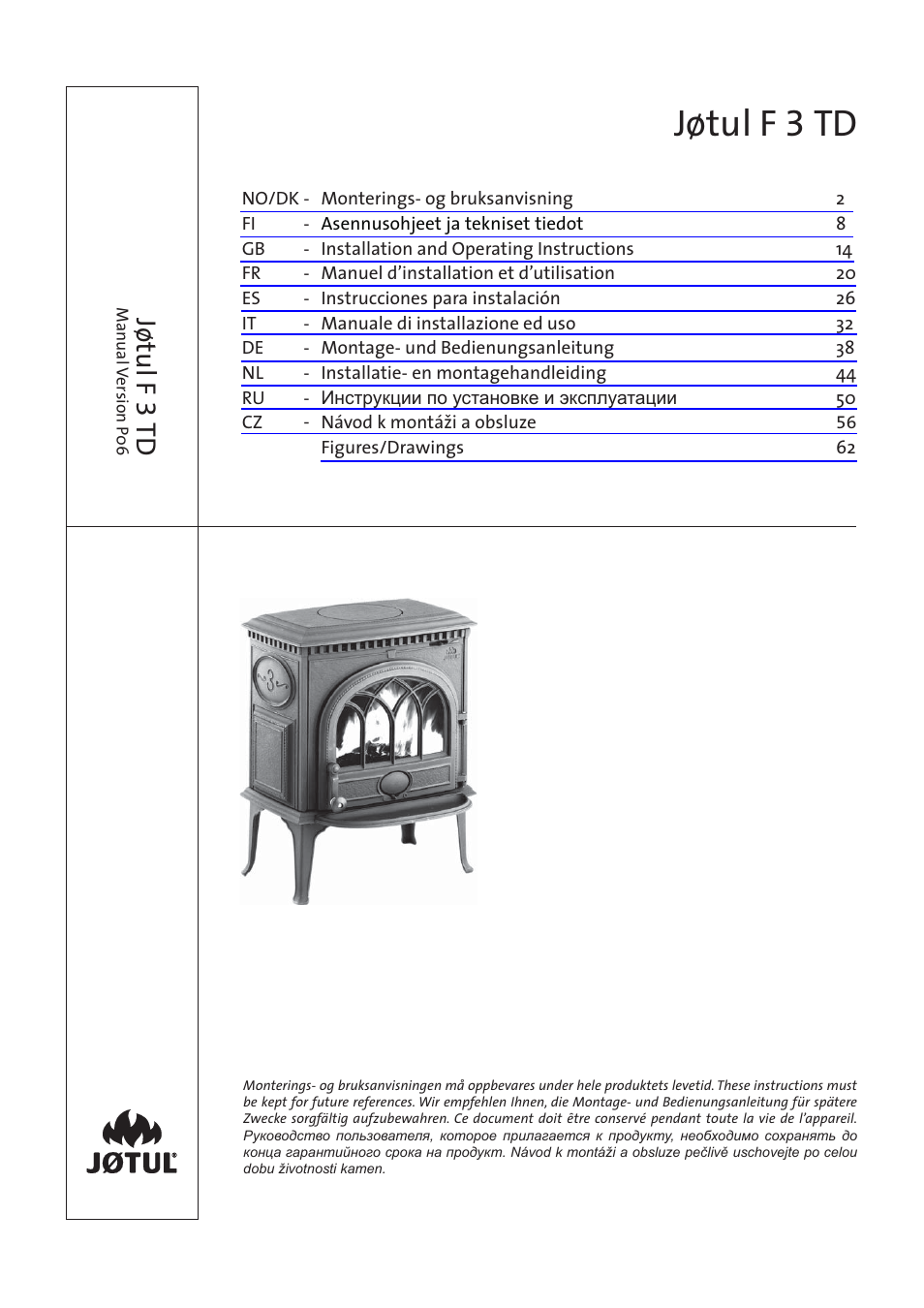 Jotul F3 TD User Manual | 68 pages