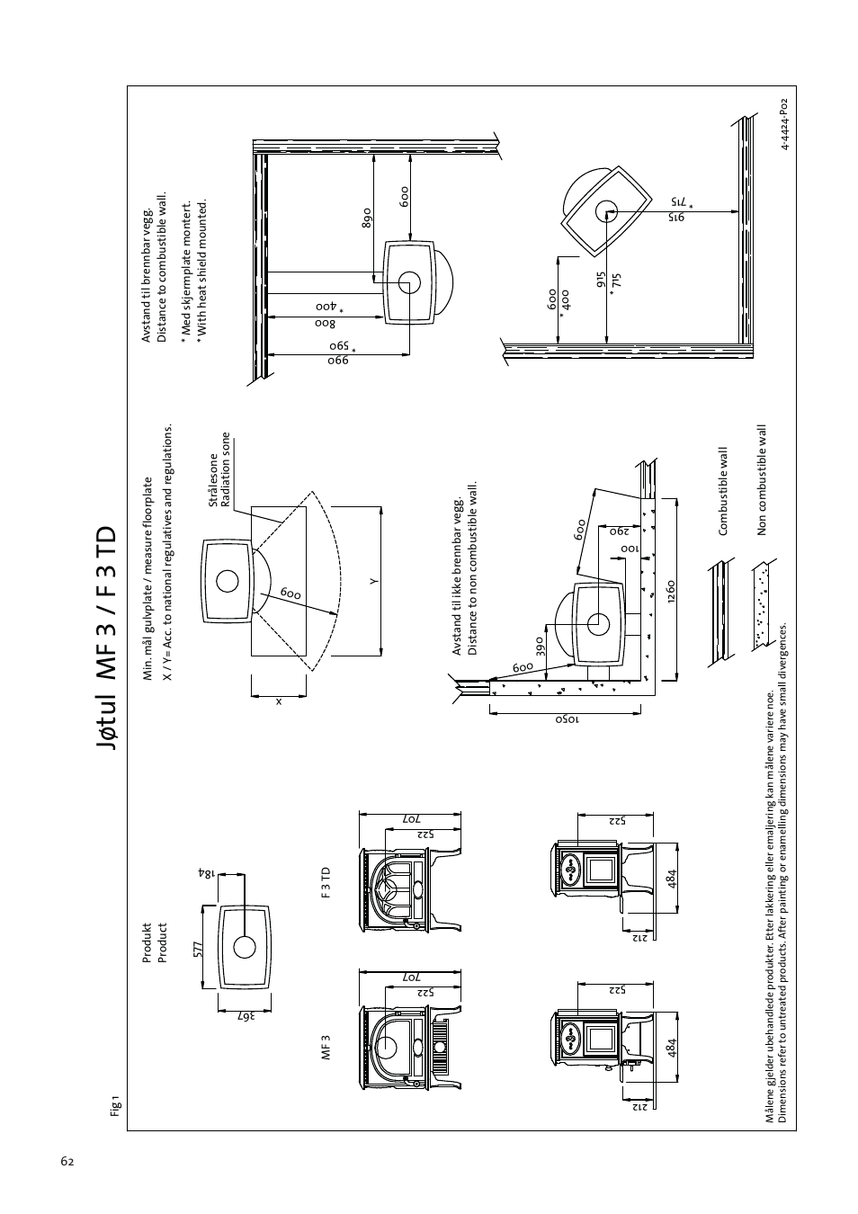 Figures/drawings, Jøtul mf 3 / f 3 td | Jotul F3 TD User Manual | Page 62 / 68