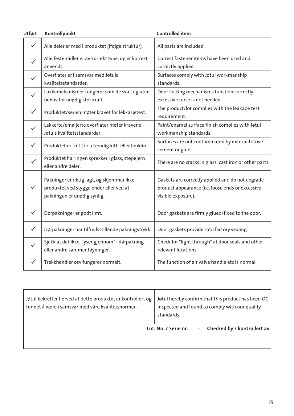 Jotul F3 User Manual | Page 55 / 56