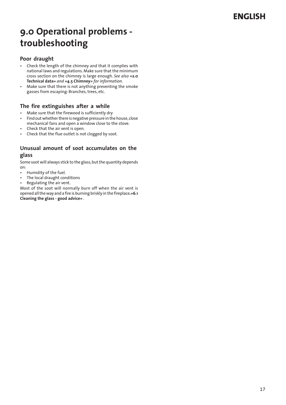 0 operational problems - troubleshooting, English | Jotul I80RH Panorama User Manual | Page 17 / 72
