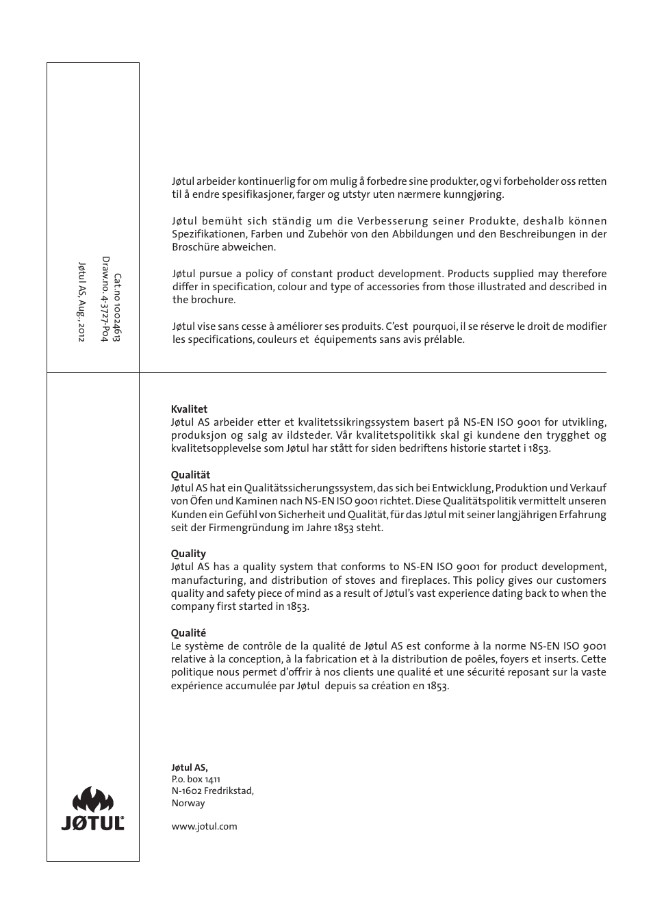 Jotul I80RH Panorama User Manual | Page 72 / 72