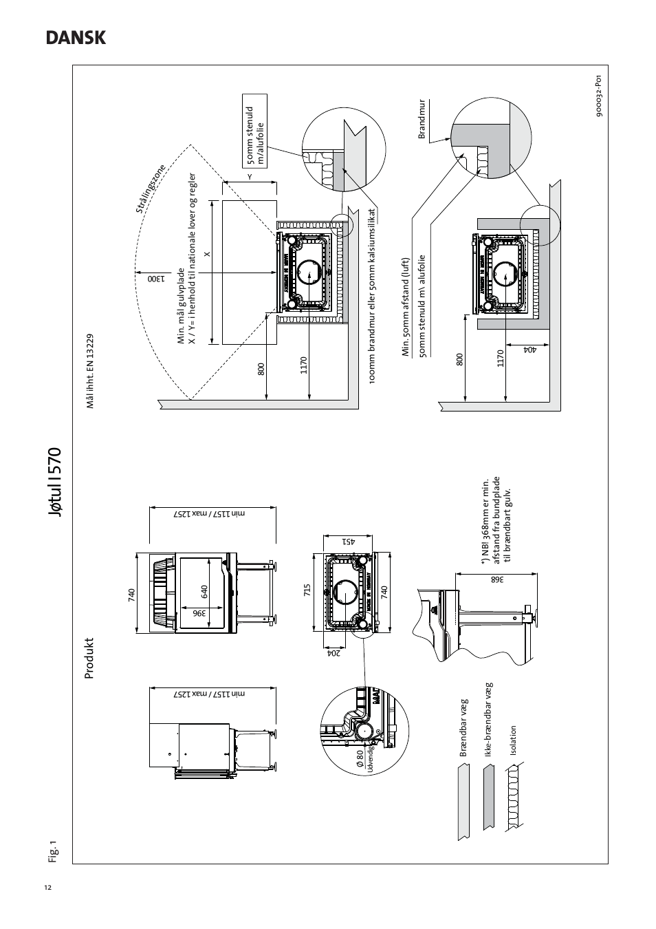 Dansk, Jøtul i 570, Pr odukt | Jotul I570 User Manual | Page 12 / 88