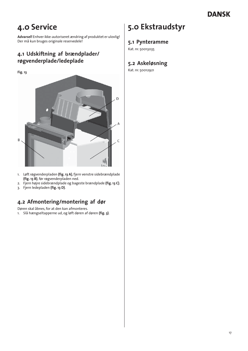 0 service, 0 ekstraudstyr, Dansk | Jotul I570 User Manual | Page 17 / 88