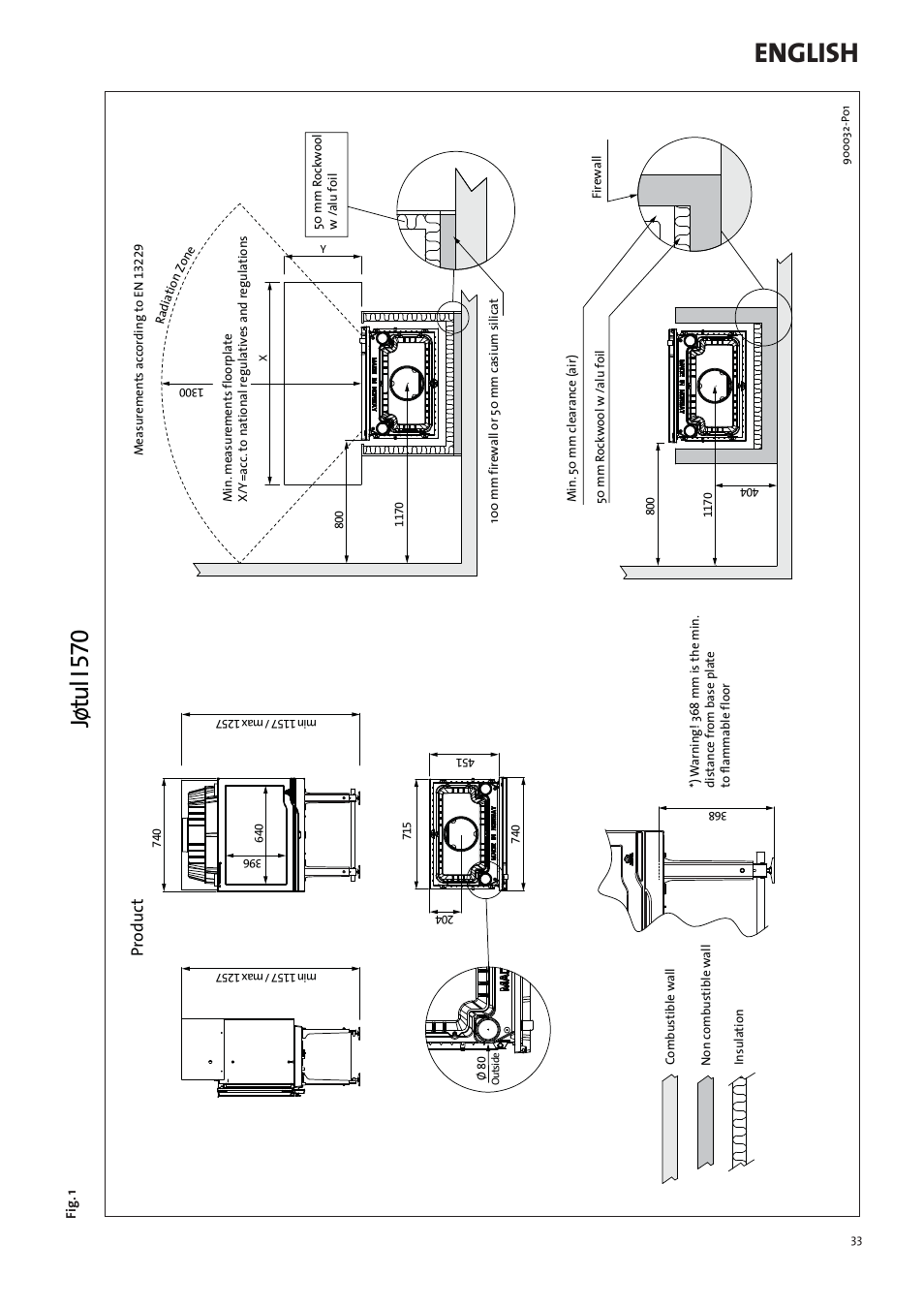 English, Jøtul i 570, Pr oduc t | Jotul I570 User Manual | Page 33 / 88