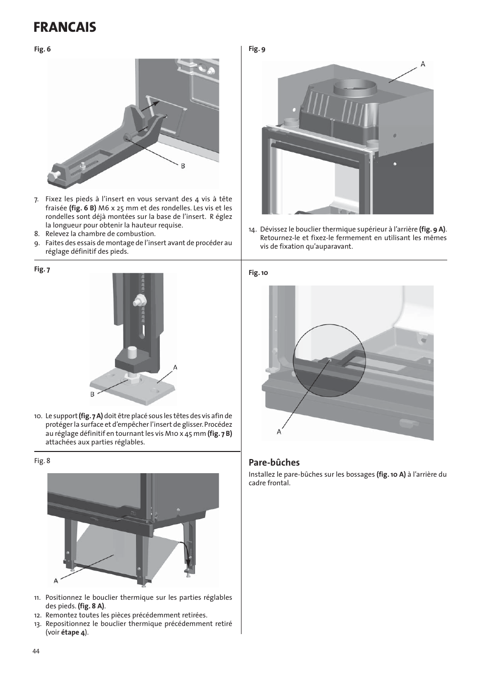 Francais, Pare-bûches | Jotul I570 User Manual | Page 44 / 88