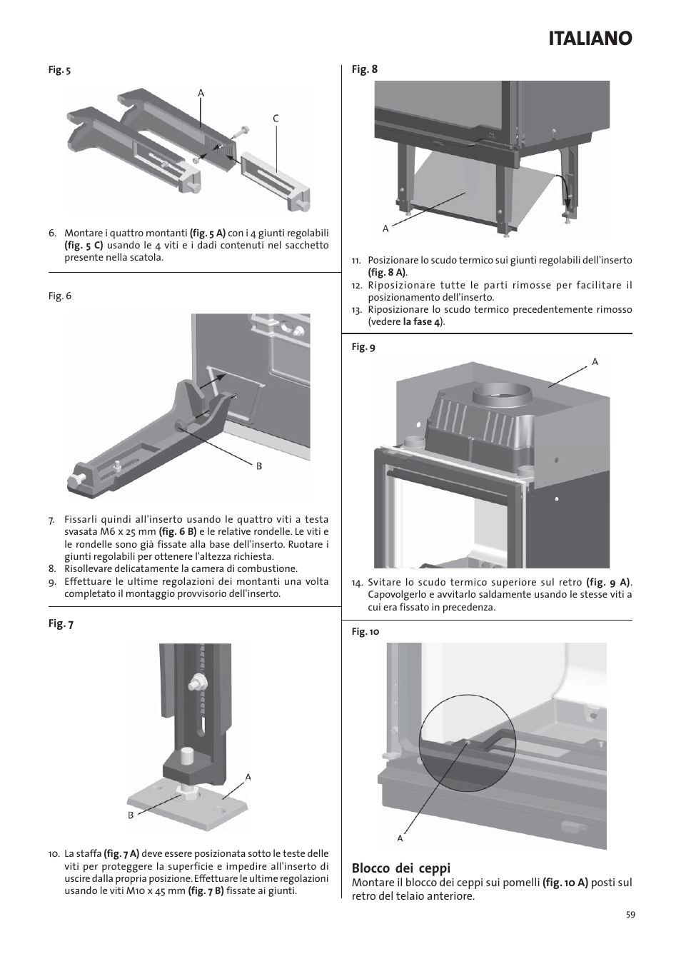 Italiano, Blocco dei ceppi | Jotul I570 User Manual | Page 59 / 88