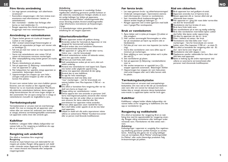 Se no | Melitta Look Aqua User Manual | Page 5 / 23