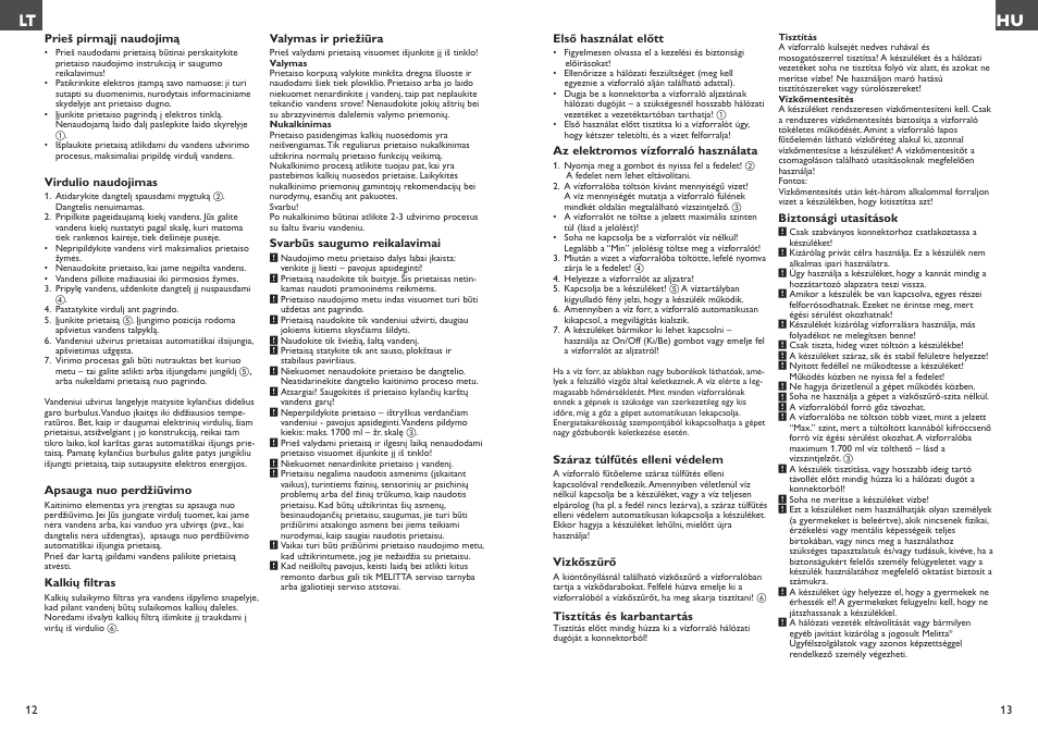 Lt hu | Melitta Look Aqua User Manual | Page 7 / 23