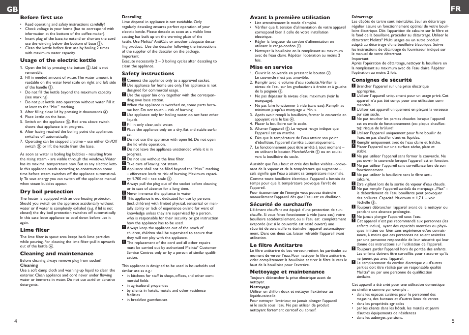 Gb fr | Melitta Enjoy aqua User Manual | Page 3 / 23