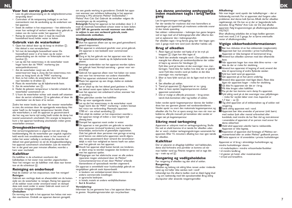 Nl dk | Melitta Enjoy aqua User Manual | Page 4 / 23
