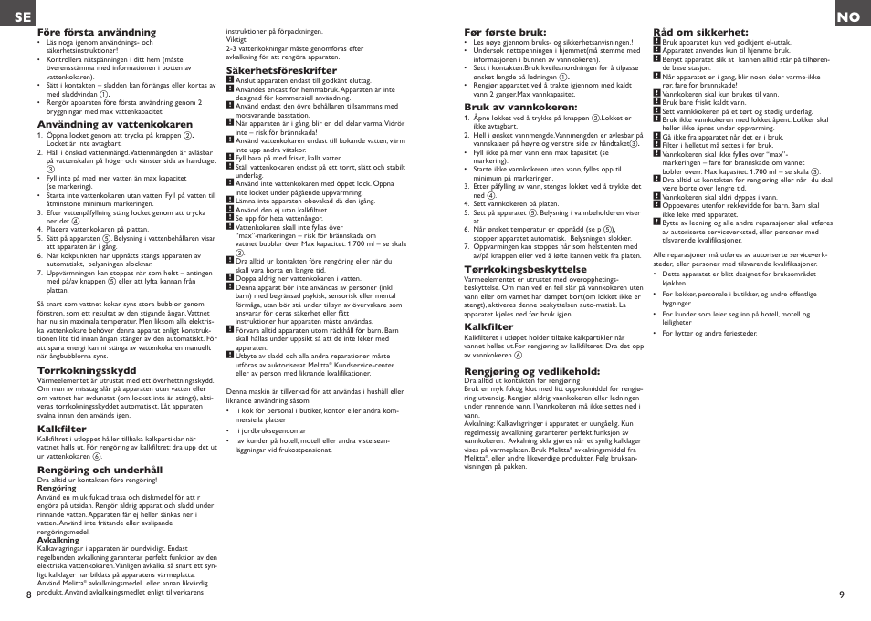 Se no | Melitta Enjoy aqua User Manual | Page 5 / 23