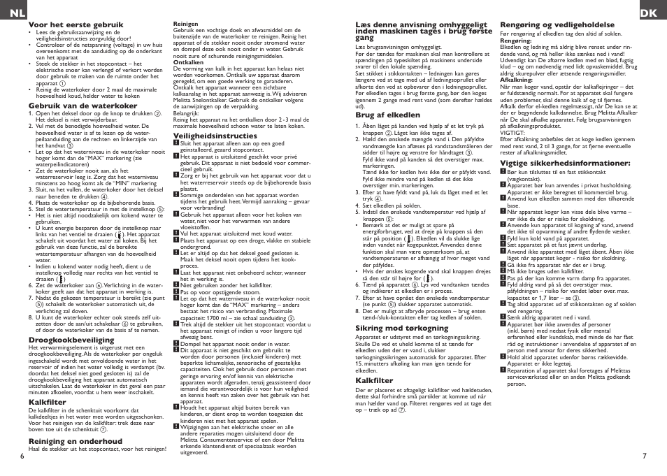 Nl dk | Melitta Look Aqua vario User Manual | Page 4 / 22