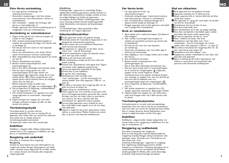 Se no | Melitta Look Aqua vario User Manual | Page 5 / 22