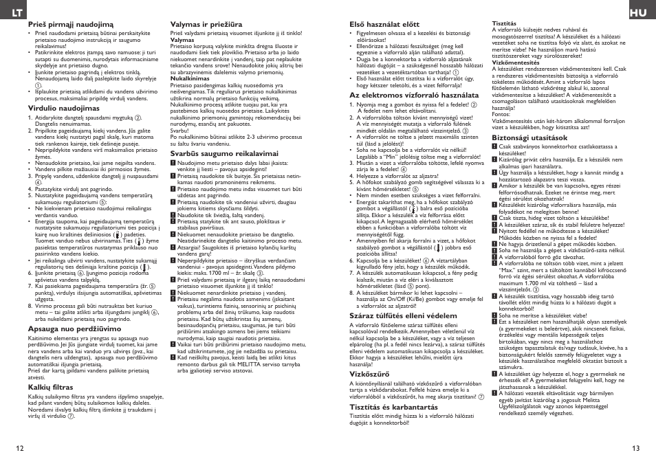 Lt hu | Melitta Look Aqua vario User Manual | Page 7 / 22